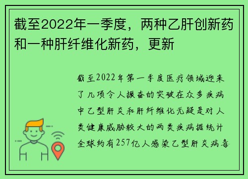截至2022年一季度，两种乙肝创新药和一种肝纤维化新药，更新